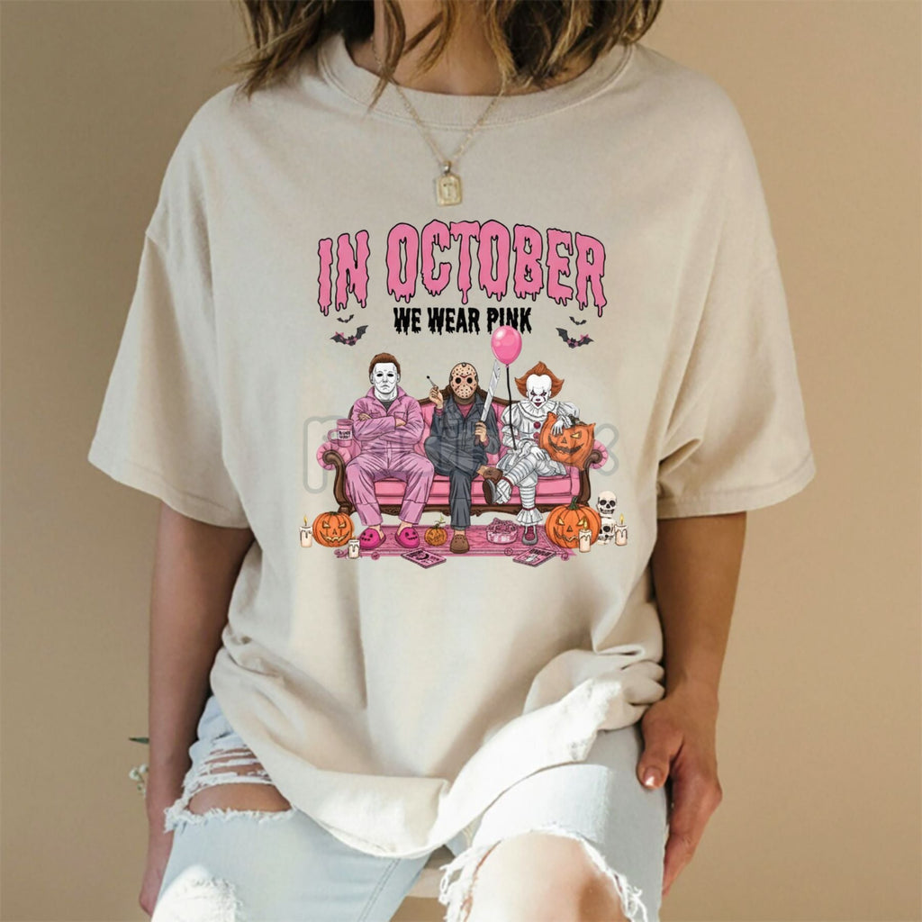 In October We Wear Pink Halloween Graphic T-Shirt