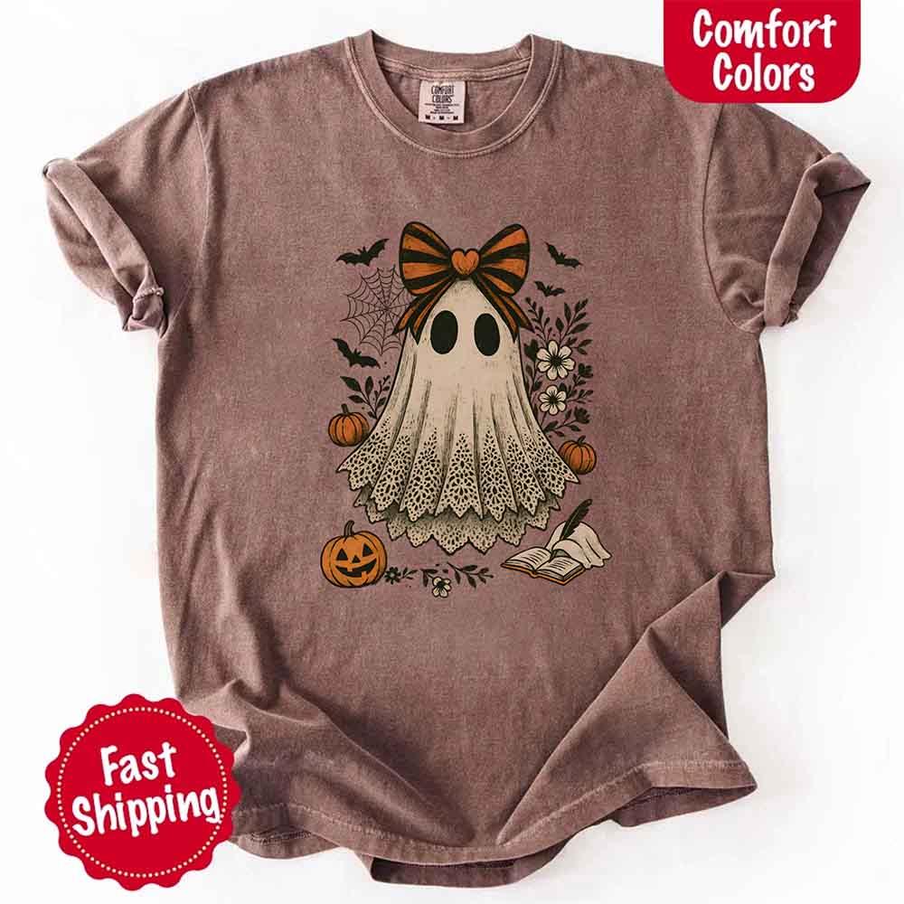 Lace Ghost Comfort Colors Halloween Shirt – Women’s Spooky Tee