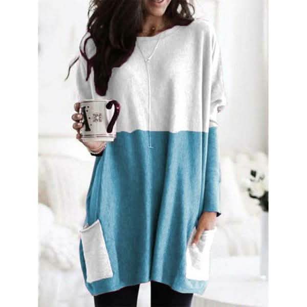 Women Long Sleeve Casual Pocket T-Shirt Loose Plus Size Top Blouse